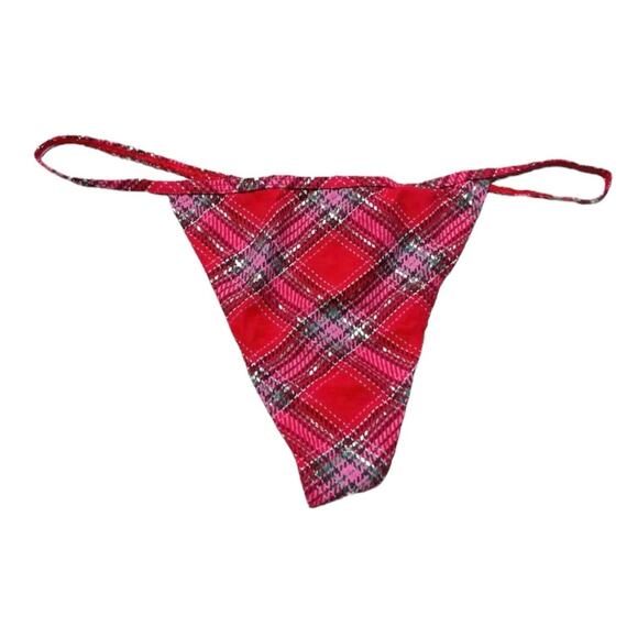 Victoria’s Secret Foil Plaid V-String Panty Size Large - Picture 1 of 2